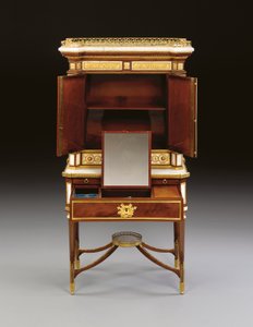 En rysk ormolu-monterad vit marmor och mahogny bonheur du jour, c.1790 (ormolu, marmor & mahogny) av School Russian