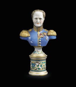 En byst i porslin av kejsar Alexander I, ca. 1825-1850 (porslin) av School Russian