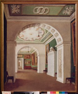 Uppsättning rum i Stroganov-palatset i Sankt Petersburg. Målning av en rysk mästare, olja på duk, ca 1840. Rysk konst av School Russian