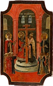 Exaltation de la Sainte Croix (Exaltation of the Hely Cross) - Rysk ikon, tempera på trä av School Russian