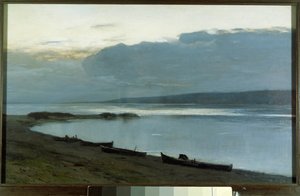En natt på Volga. Anonym målning av School Russian