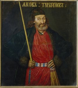 Porträtt av Jacob Turgenev (Porträtt av Jakov Turgenev). Förenad med Pierre I Le Grands hov (1672-1725). Anonym målning, olja på duk, före 1695. Rysk konst av School Russian