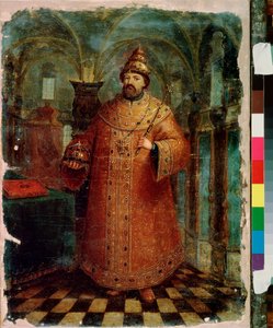 Porträtt av tsar Michael I av Ryssland (1596-1645). Målning av en rysk mästare, olja på duk, sent 1600-tal. Gammal traditionell rysk konst. Ryska statens museum, Sankt Petersburg. av School Russian