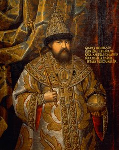 Porträtt av Alexis av Ryssland (1629-76), tsar av Ryssland (1645-76), målning av en okänd konstnär av School Russian