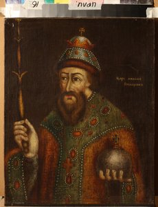 Porträtt av tsaren Michail I Fyodorovich av Ryssland) - Olja på duk, tidigt 1700-tal - Institut för rysk litteratur IRLI (Pushkin-huset), Sankt Petersbourg av School Russian