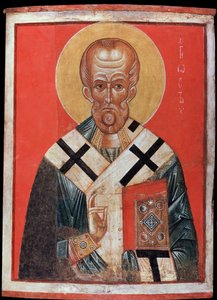 Saint Nicolas (eller Saint Nicolas de Myre eller Saint Nicolas de Bari, 270-345) (Saint Nicholas). Rysk ikon, tempera på trä, sent 1200-tal, tidigt 1300-tal, konst från Novgorod (Ryssland). State Hermitage, Sankt Petersburg. av School Russian