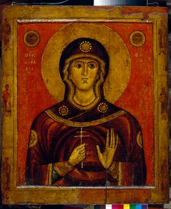 Saint Juliana of Nicomedia (tidigt 300-tal) (Saint Juliana) - Ikon för Novgorod-traditionen (Ryssland), tempera på trä, tidigt 1200-tal - Tretyakov-galleriet, Moskva av School Russian