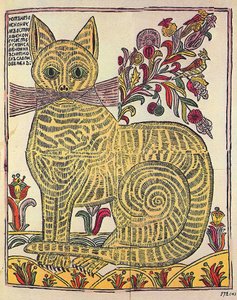 Katten från Kazan, folkbok satirisk illustration (lubok), c.1710 (gravyr, akvarell)