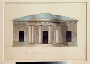 En konsertsal. Verk av en rysk mästare, akvarell på papper, cirka 1826. Statens friluftsmuseum Tsarkoye Selo, Sankt Petersburg. av School Russian