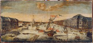 Utsikt över Nevas strand (Sankt Petersburg). Anonym målning, olja på duk av School Russian
