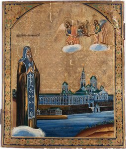 helgonet Nil de Stolbensk (mort en 1554) - Saint Nilus of Lake Seliger - rysk ikon av School Russian