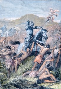 Hernan Cortes i slaget vid Otumba, Mexiko