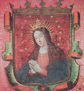 Den ursprungliga bannern av Hernan Cortes (textil)