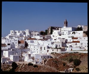 Utsikt över Vejer de la Frontera, Andalusien Spanien av School Spanish