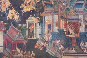 Muralmålningar i Buddhaisawan-kapellet, Wang Na-palatset (målning) av School Thai