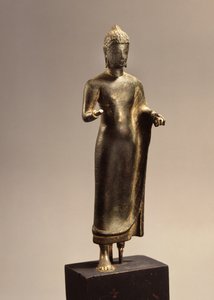 Stående Buddha, Dawravati-perioden (brons)