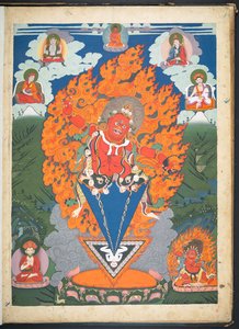 Lägg till. Eller. 3052  En av 12 teckningar som visar tibetanska gudar av en tibetansk konstnär, troligen i Lhasa, ca 1800    (gouache på papper) av School Tibetan