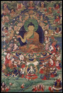 Shakyamuni Buddha - Tibetansk kultur - 1700-talet - Mineralpigment på bomull - 70,5x47 - Rubin Museum of Art, New York