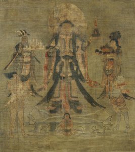 Tibetansk kultur: Vaisravana Bishamonten, Nordens väktare. Bläck på siden, storlek: 62,5x53
