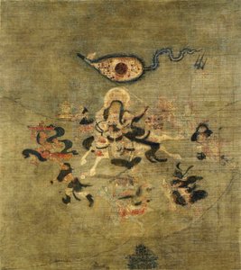 Tibetansk kultur: Vaisravana Bishamonten, Nordens väktare. Tempera på siden, storlek: 61,5x55