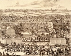 Tyska kvarteret Nemetskaya sloboda i Moskvas högra del, 1705 av Schoonebeek