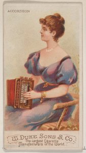 Dragspel, från Musical Instruments-serien N82 för cigaretter av märket Duke, 1888., 1888.