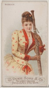Fagott, från musikinstrumentserien N82 för cigaretter av märket Duke, 1888., 1888. av Schumacher and Ettlinger
