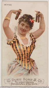 Bones, från Musical Instruments-serien N82 för cigaretter av märket Duke, 1888., 1888. av Schumacher and Ettlinger