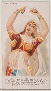 Kastanjetter, från musikinstrumentserien N82 för cigaretter av märket Duke, 1888., 1888.