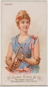 Kornett, från Musical Instruments-serien N82 för cigaretter av märket Duke, 1888., 1888.