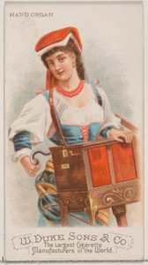 Handorgel, från Musical Instruments-serien N82 för cigaretter av märket Duke, 1888., 1888.
