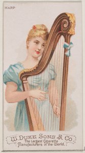 Harpa, från Musical Instruments-serien N82 för cigaretter av märket Duke, 1888., 1888. av Schumacher and Ettlinger