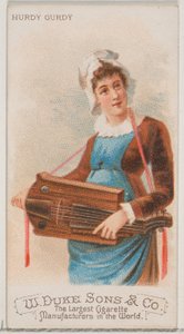 Hurdy Gurdy, från Musical Instruments-serien N82 för cigaretter av märket Duke, 1888., 1888.