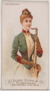 Saxofon, från Musical Instruments-serien N82 för cigaretter av märket Duke, 1888., 1888.