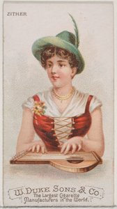 Citer, från Musical Instruments-serien N82 för cigaretter av märket Duke, 1888., 1888. av Schumacher and Ettlinger