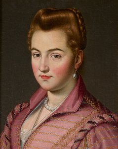 A Lady of the House of Parma, möjligen Costanza Colonna (olja på duk) av Scipione (1550 98) (attr. to) Pulzone