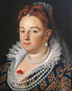 Porträtt av Bianca Cappiellos fru till Francesco I de Medici (målning) av Scipione (1550 98) Pulzone