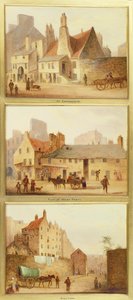 Canongate, Foot of West Port och Calton, detalj från Edinburgh: Nine Views of the Old Town av Scottish School
