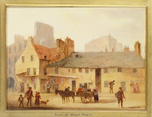 Foot of West Port, detalj från Edinburgh: Nine Views of the Old Town av Scottish School