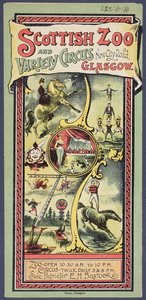 Reklambroschyr för Scottish Zoo and Variety Circus, ca 1890 av Scottish School