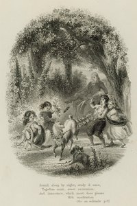 Scen från Ode on Solitude, av Alexander Pope (gravyr)