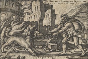 Hercules Capturing Cerberus, från The Labors of Hercules, 1545.
