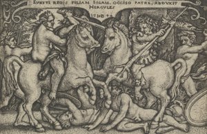 Hercules kidnappar Iole, från The Labours of Hercules, 1544.