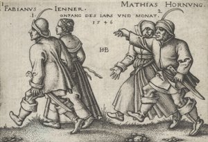 Januari och februari, från Bondefesten eller de tolv månaderna, 1546. av Sebald Beham