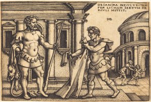Lycus för med sig Nessus plagget till Hercules av Sebald Beham