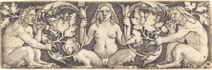 Prydnad med tre satyrer av Sebald Beham