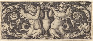 Prydnad med Tritons blåsande horn av Sebald Beham
