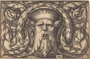 Prydnad med en mask av Sebald Beham
