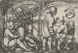 Bönder bakom häcken, från Bondefesten eller de tolv månaderna, 1546-47. av Sebald Beham