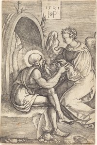 Saint Hieronymus med ängeln av Sebald Beham